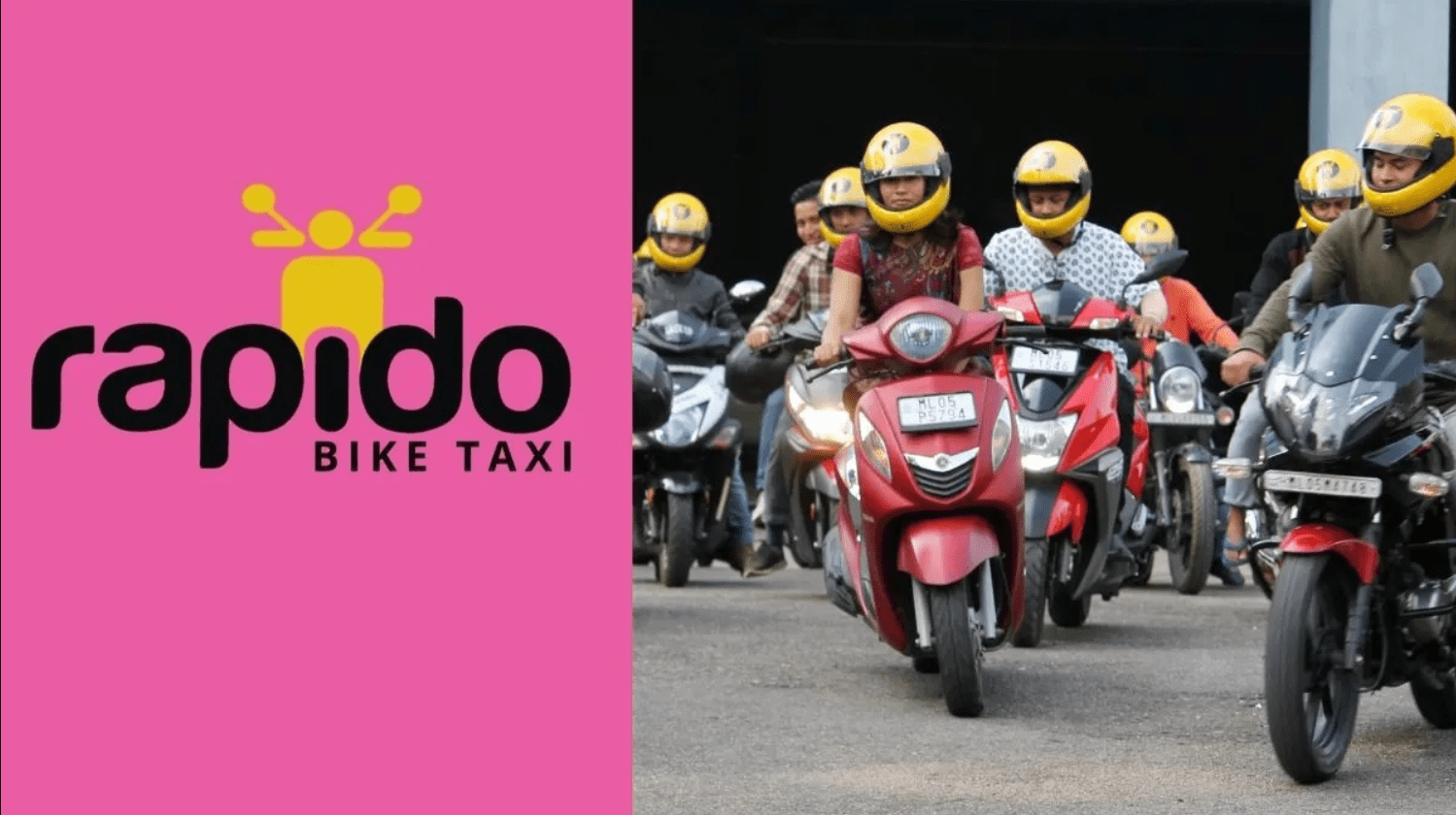 Pavan Guntupalli, co-founder of Rapido, announcing pink bike taxi services at Global Investors Meet